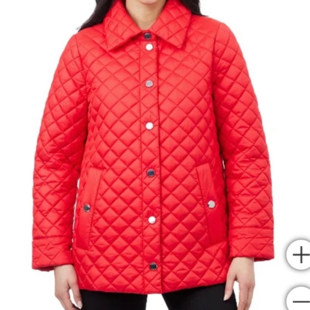 ❤️NWT Anne Klein Women's Mid Weight Quilted Snap Up Red Jacket, Size S - Picture 2 of 11